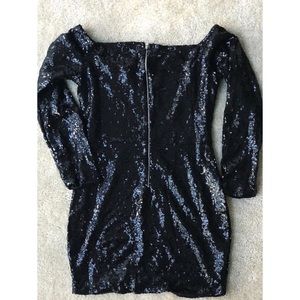 🖤 LBD Black sequin long sleeved mini dress